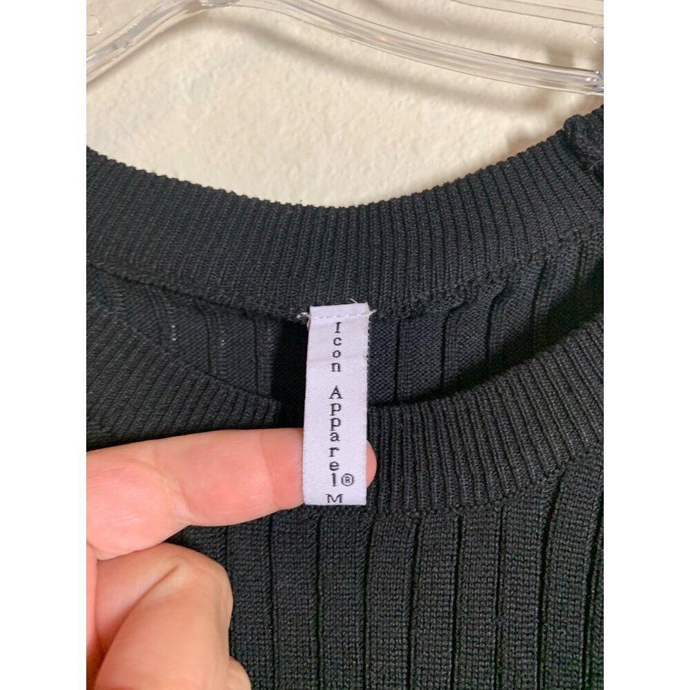 Ico Apparel Long Sleeve Bodycon Knit Sweater Dress Women's Size M Black Y2K AE2 - Picture 5 of 6